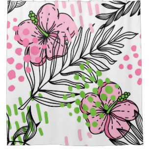 Rideaux De Douche Motif sans couture d'éléments tropicaux, dessiné à