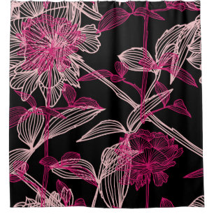 Rideaux De Douche motif sans couture élégante avec rose rose décorat