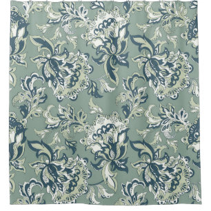 Rideaux De Douche motif sans couture fleurie ethnique. batik folklor