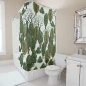 Rideaux De Douche Motif sans couture, forêt verte avec différents ar (En situation)