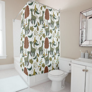 Rideaux De Douche Motif sans couture Giraffe motif floral coloré