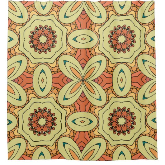 Rideaux De Douche Motif sans couture orange ethnique avec mandala. i (Devant)