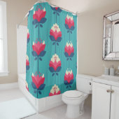 Rideaux De Douche Motif sans couture rétro à fleurs. (En situation)