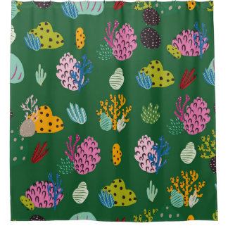 Rideaux De Douche Motif sans joint avec branches coralliennes et pla
