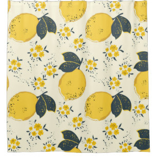 Rideaux De Douche Motif sans soudure en agrumes avec citron jaune co