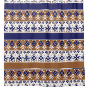 Rideaux De Douche Motif scandinave rayé brun bleu