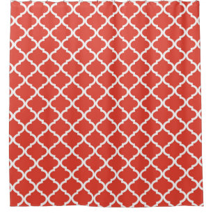 Rideaux De Douche Motif snob de Moraccan Quatrefoil de rouge orange