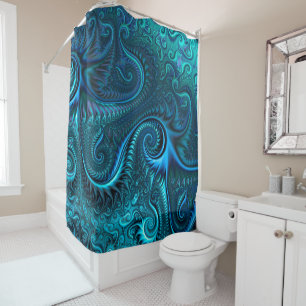 Rideaux De Douche Motif spiral bleu et Turquoise Octopus Tentacles