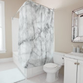 Rideaux De Douche Motif sur la texture du sol en marbre blanc et dos (En situation)