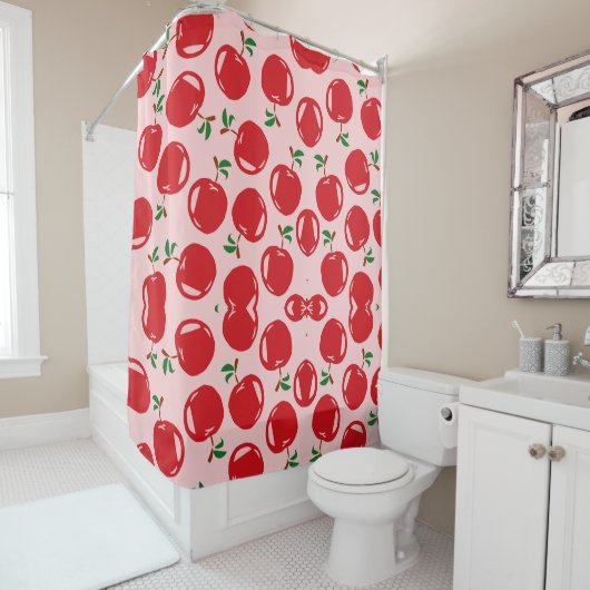 Rideaux De Douche Motif Sweet Red Cherry (En situation)