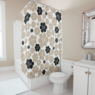 Rideaux De Douche Motif tendance en Taupe, noir et blanc