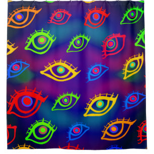 Rideaux De Douche Motif tendance néon coloré yeux