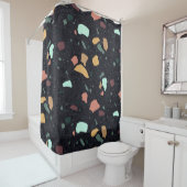 Rideaux De Douche Motif Terrazzo Noir (En situation)