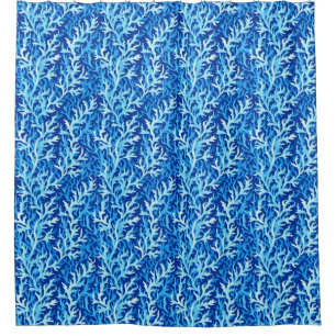 Rideaux De Douche Motif textile du littoral d'algues bleues