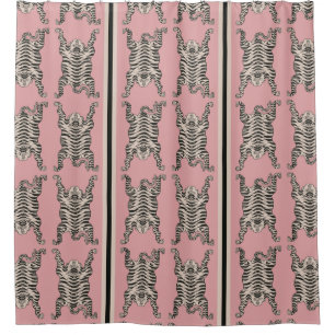 Rideaux De Douche Motif Tibétain rose rayé