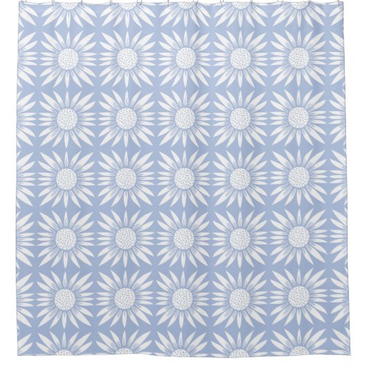 Rideaux De Douche Motif Tile Bleu Sunflower (Devant)