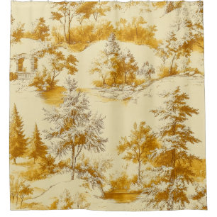 Rideaux De Douche Motif Toile de Jouy Forêt d'Hiver (3)
