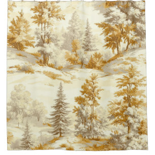 Rideaux De Douche Motif Toile de Jouy Forêt d'Hiver (6)