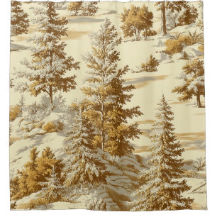 Rideaux De Douche Motif Toile de Jouy Forêt d'Hiver (7)