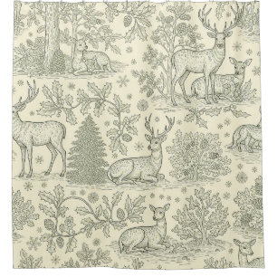 Rideaux De Douche Motif toile de pays français vert cerf