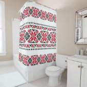Rideaux De Douche Motif traditionnel roumain "Les Etoiles" (En situation)
