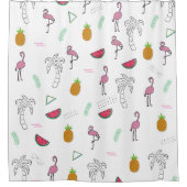 Rideaux De Douche Motif transparent tropical avec ananas Flamant ros (Devant)