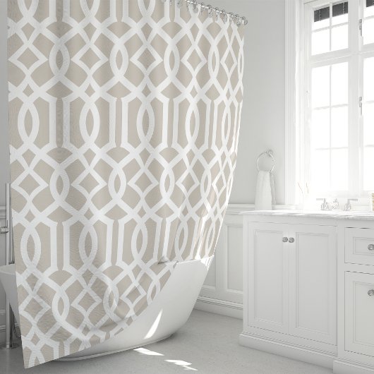 Rideaux De Douche Motif Trellis marocain beige et blanc
