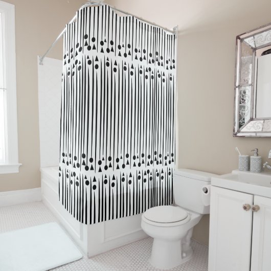 Rideaux De Douche Motif triangle cercle noir et blanc (En situation)
