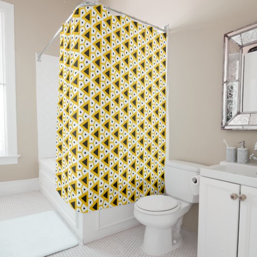 Rideaux De Douche Motif triangle jaune et blanc (En situation)