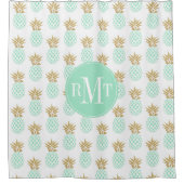 Rideaux De Douche Motif tropical d'ananas d'or élégant de faux (Devant)