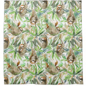 Rideaux De Douche Motif tropical de paresse d'aquarelle (Devant)