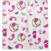 Rideaux De Douche Motif tropical, Flamants roses, pastèques, Fleurs (Devant)