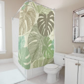 Rideaux De Douche Motif Tropical Monstera Retro à main (En situation)