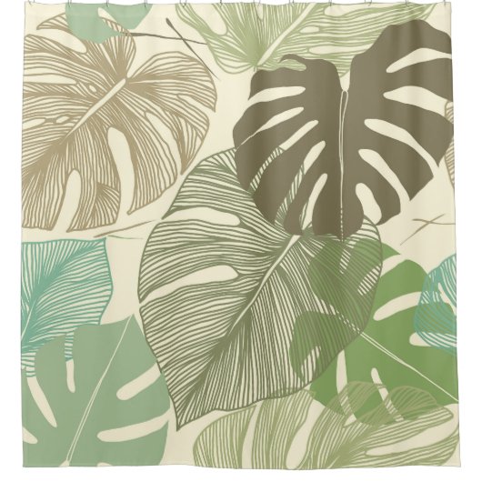 Rideaux De Douche Motif Tropical Monstera Retro à main (Devant)