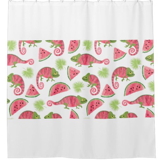 Rideaux De Douche Motif tropical sans couture avec cha d'aquarelle m (Devant)