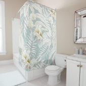 Rideaux De Douche Motif tropical sans couture avec fleurs Orchidée,  (En situation)