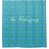 Rideaux De Douche Motif turquoise et bleu Mandala (Devant)