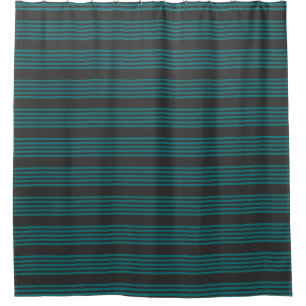 Rideaux De Douche motif turquoise et charbon de bois à cinq bandes