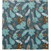 Rideaux De Douche motif turquoise fleuri turquoise en plumes (Devant)