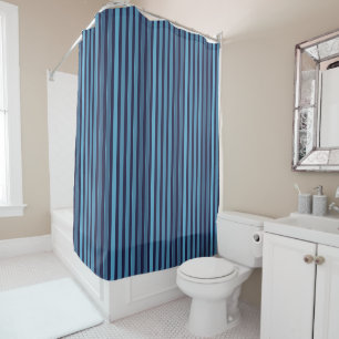 Rideaux De Douche Motif uni rayé bleu rétro