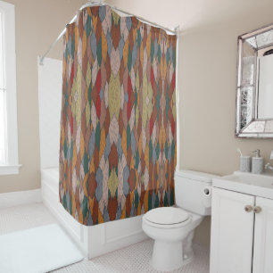 Rideaux De Douche Motif unique Wavy avec rose orange Brown vert