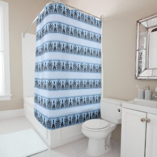 Rideaux De Douche Motif vectoriel arabesque élégant sur fond bleu cl
