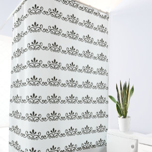 Rideaux De Douche Motif vectoriel floral gris élégant sur fond blanc