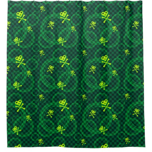 Rideaux De Douche Motif vert d'Emo avec des cercles (Devant)