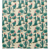 Rideaux De Douche Motif vert et rouge Cactus (Devant)