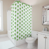 Rideaux De Douche Motif vert moderne pour feuilles de coeur (En situation)