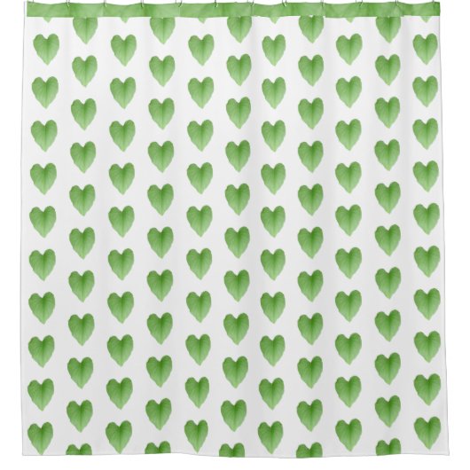 Rideaux De Douche Motif vert moderne pour feuilles de coeur (Devant)