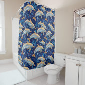 Rideaux De Douche Motif vibrant des dauphins (En situation)