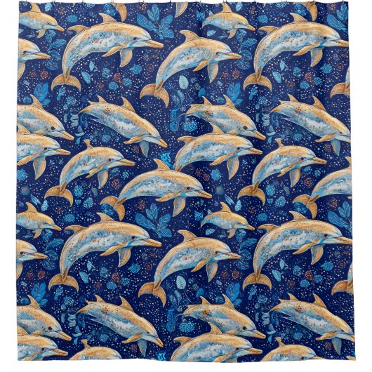 Rideaux De Douche Motif vibrant des dauphins (Devant)