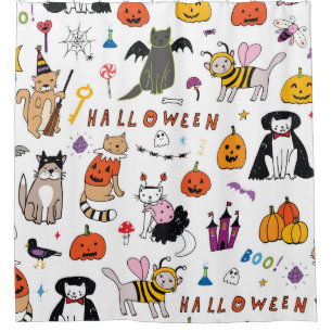 Rideaux De Douche Motif Vintage Halloween Cats